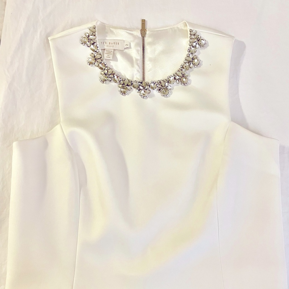 Ted Baker London Satin top with beading. Size 2.